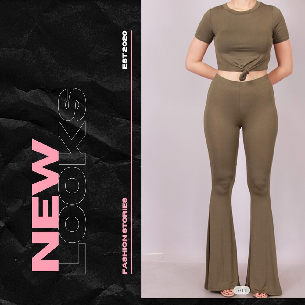 Khaki Army Green Lounge Pants Set